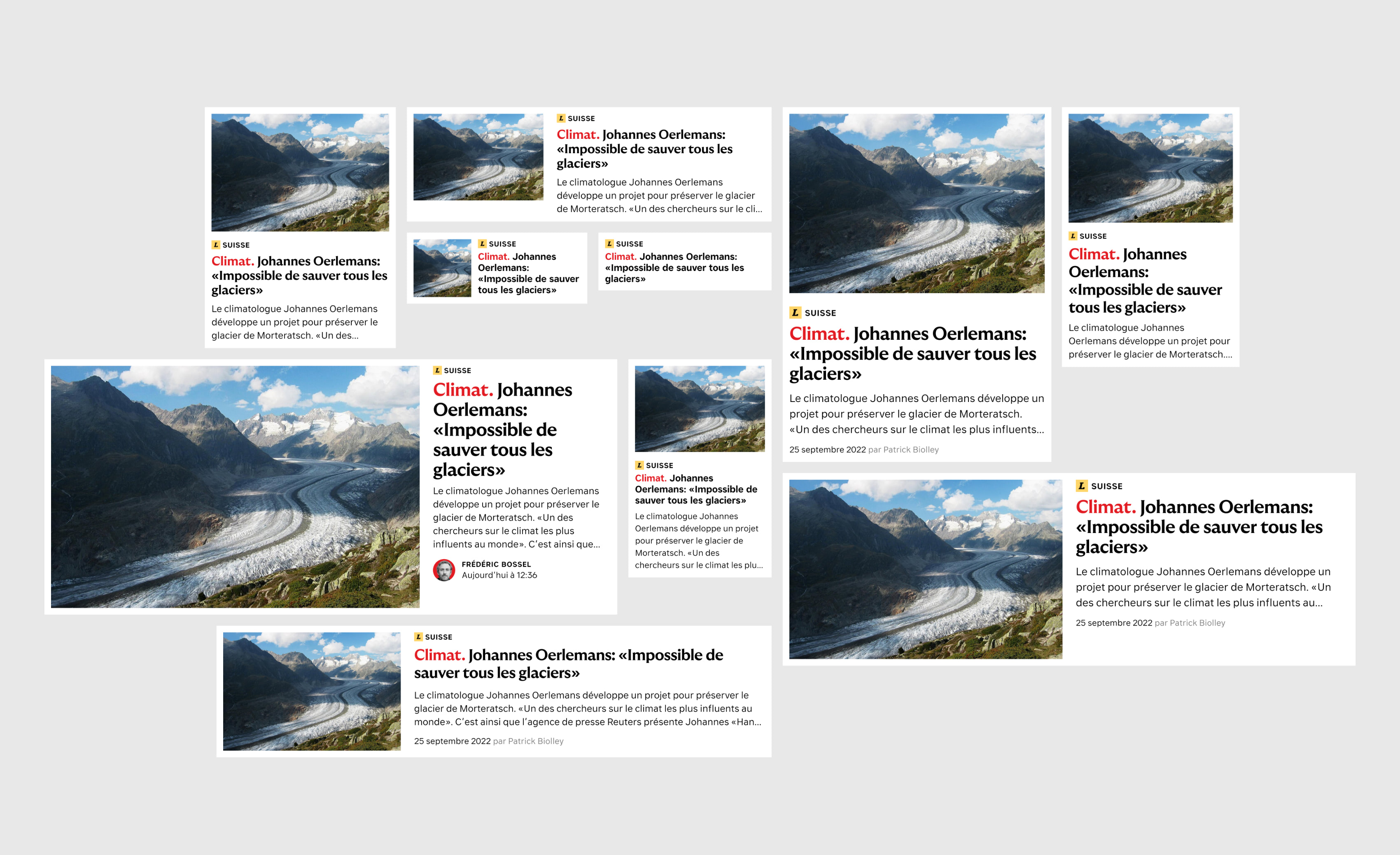 Homepage avec des images plein écran qui défilent.