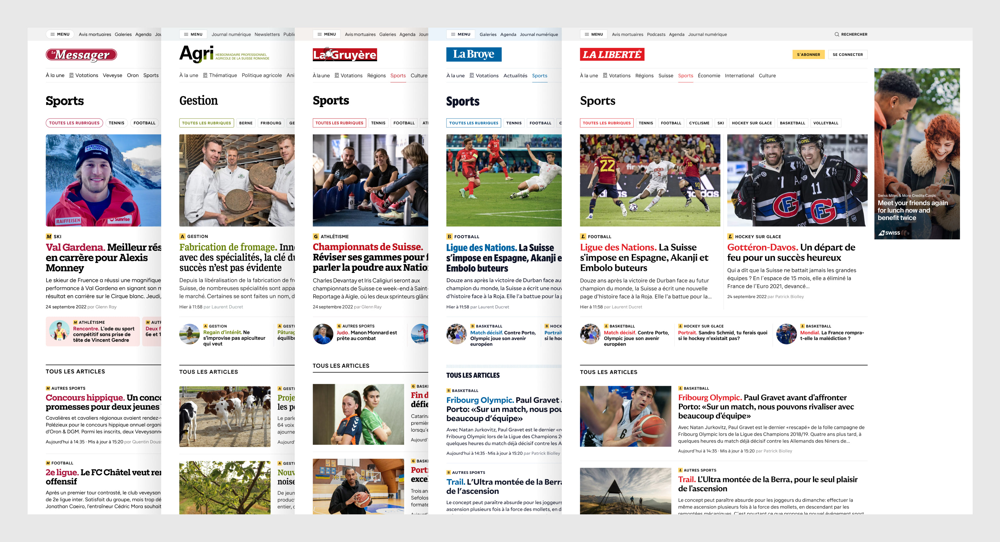 Homepage avec des images plein écran qui défilent.