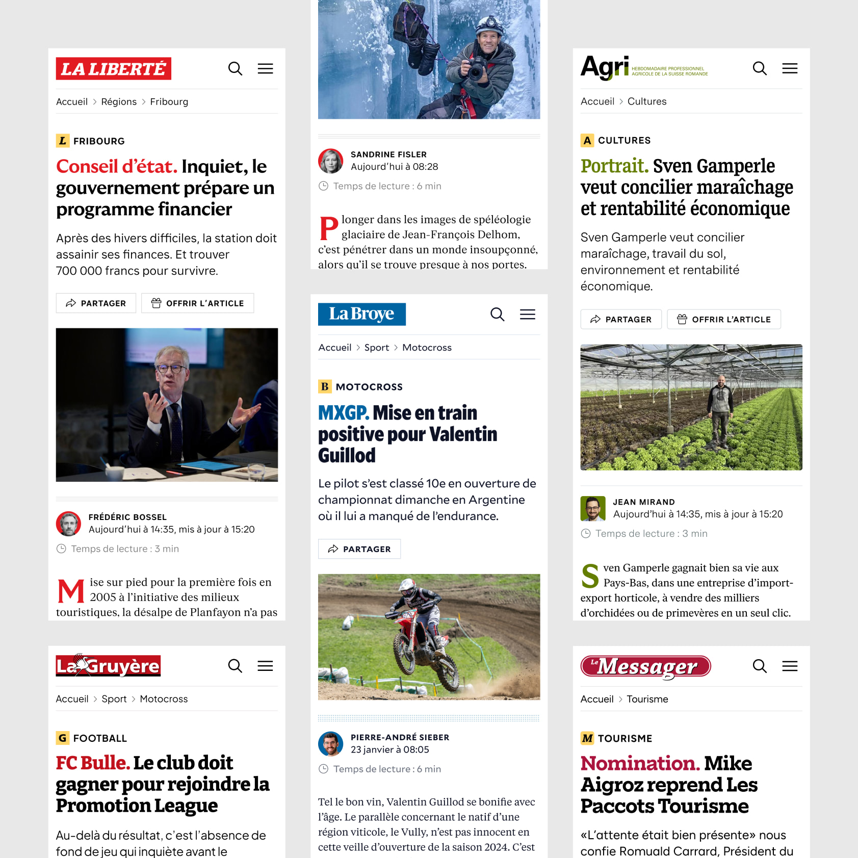 Page avec les différents contacts.