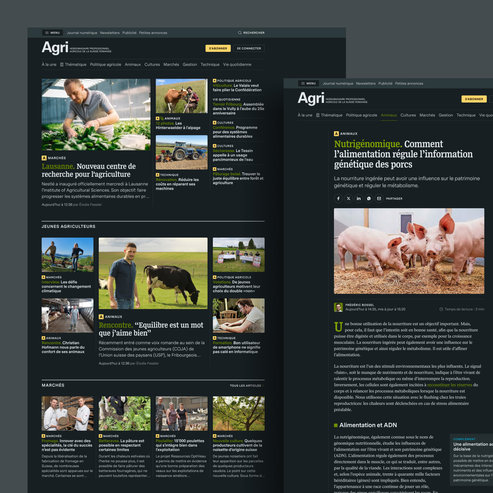 Page avec les différents contacts.